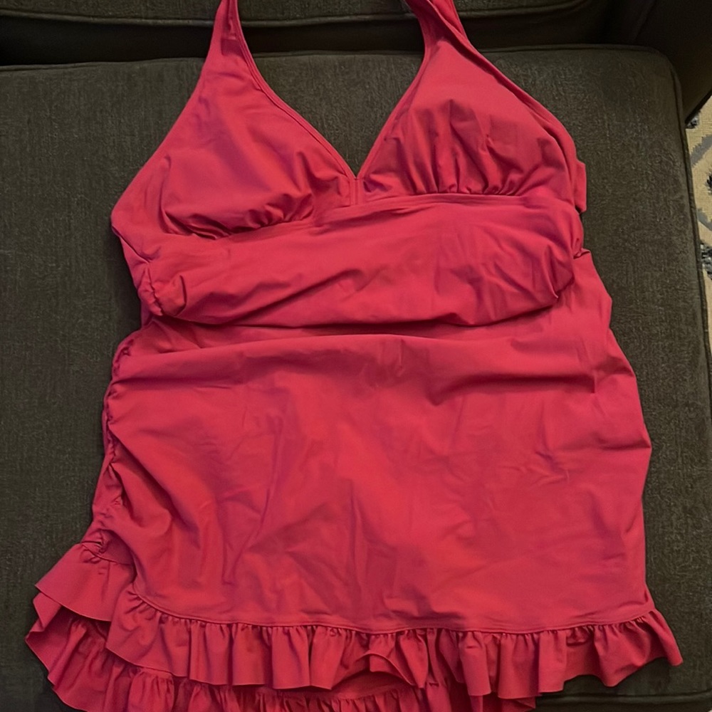 Hot pink full coverage maternity swimsuit